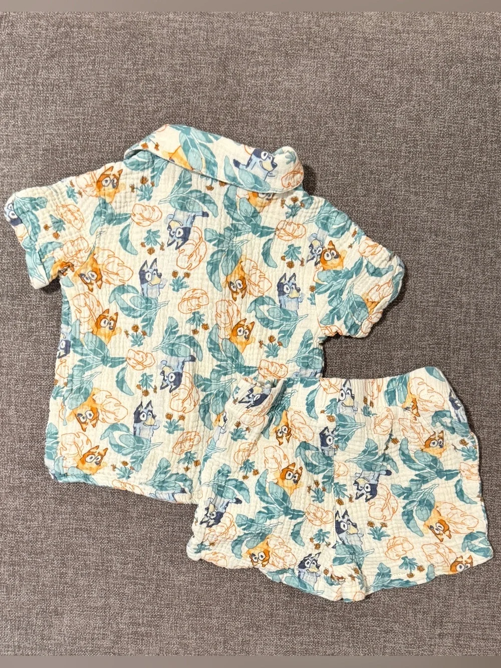 Bluey Tropical Print Two-Piece Set - Teal & Yellow 2T